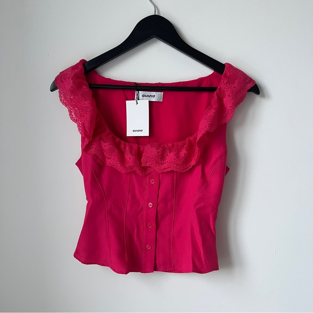 Danielle Guizio Pink Paloma Top